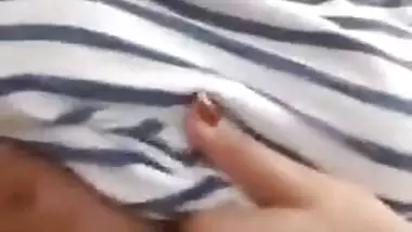 Attractive girl shows big boobs and pussy to boyfriend