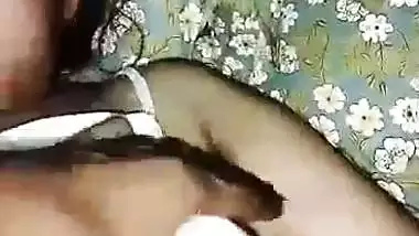 Lover presses his sleeping GF’s big boobs